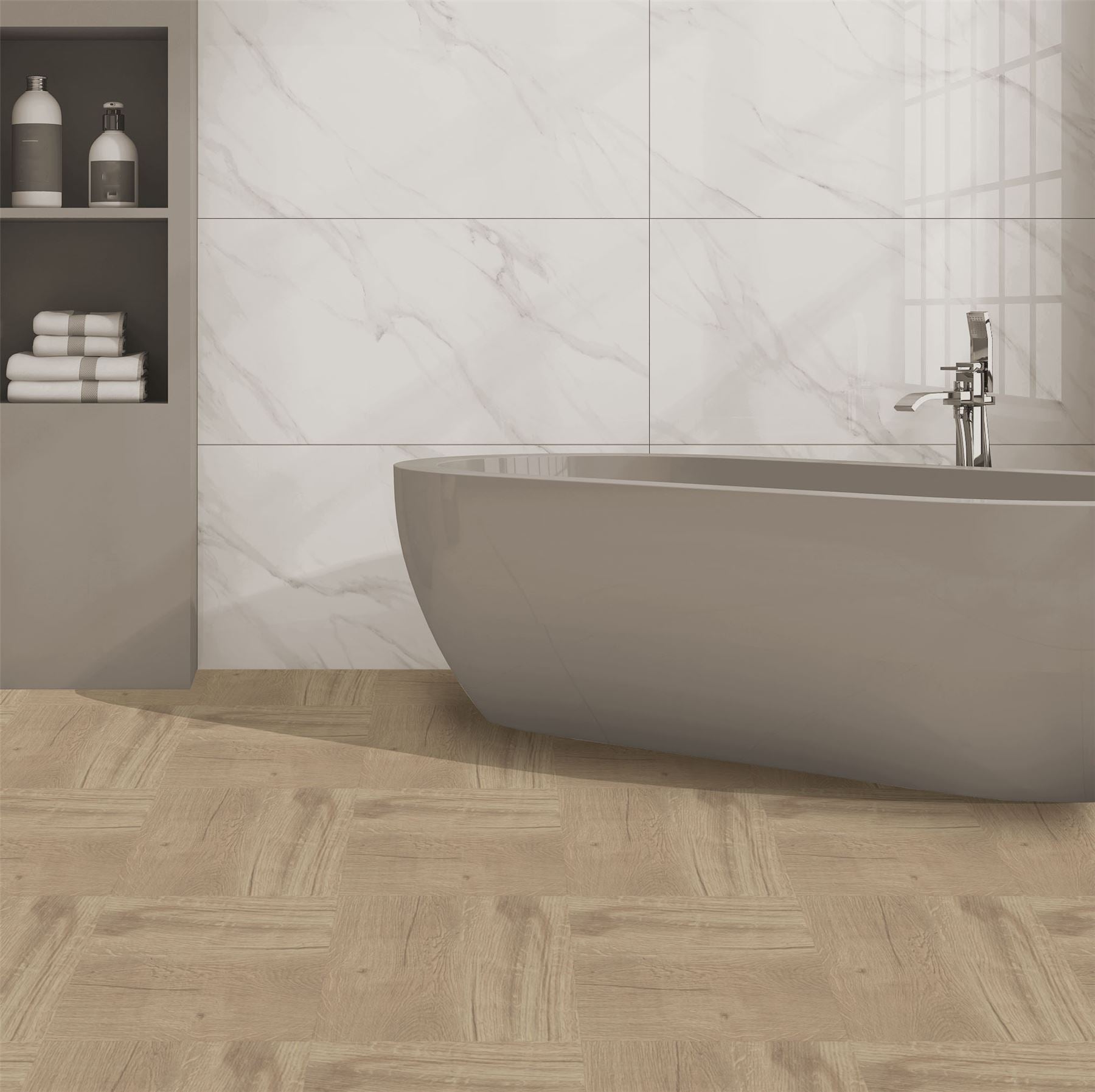 Floor Tile Wood 30.5x30.5cm Natural (10 Tiles Per Pack) - sw6
