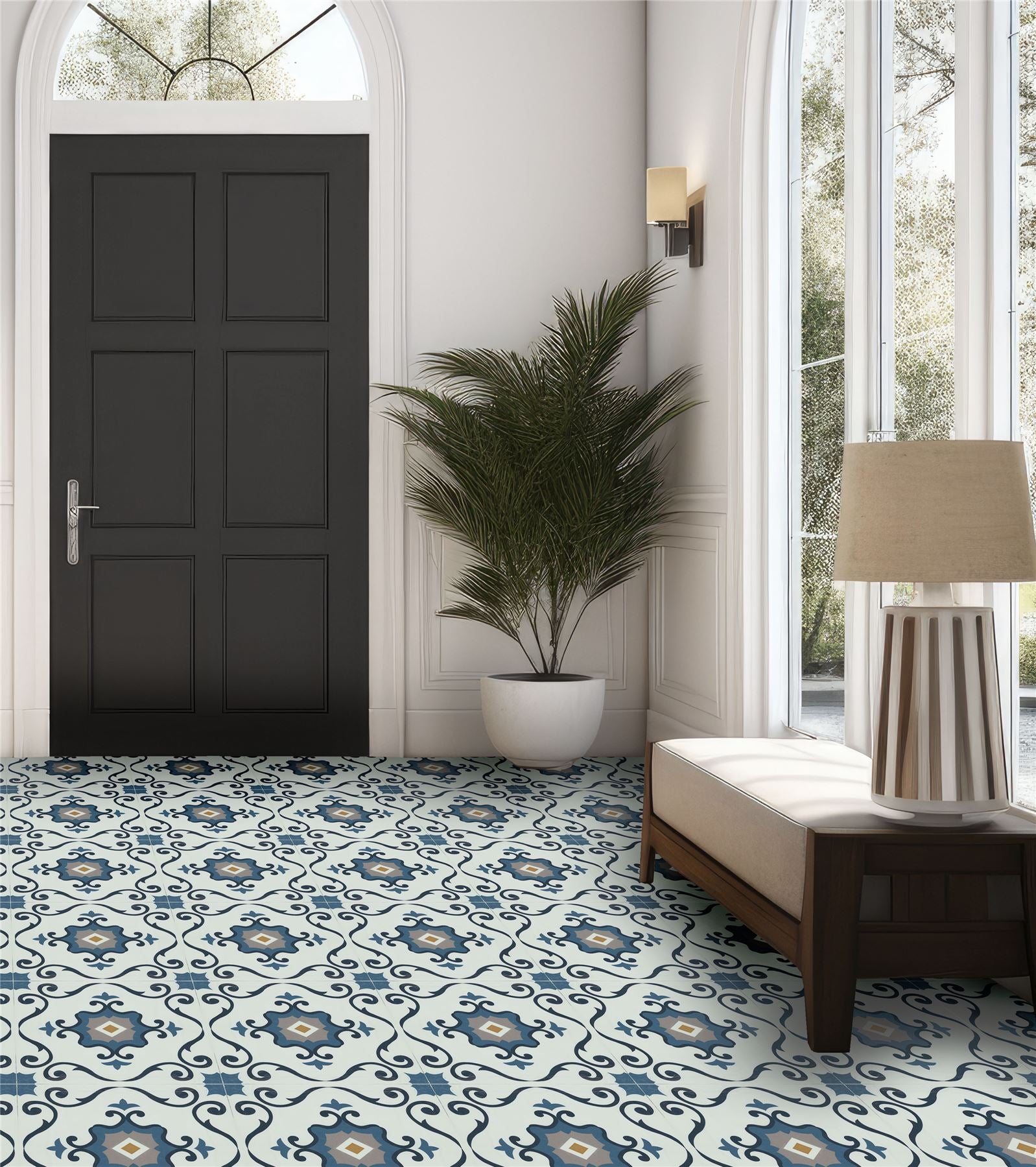 Floor Tile Motif 30.5x30.5cm Blue (10 Tiles Per Pack) - sw6