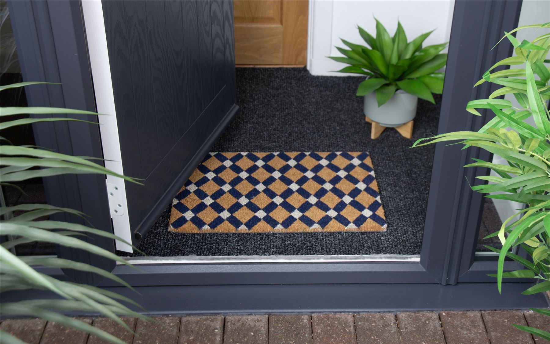 Astley Tile Printed Neutral Doormat  40x60cm