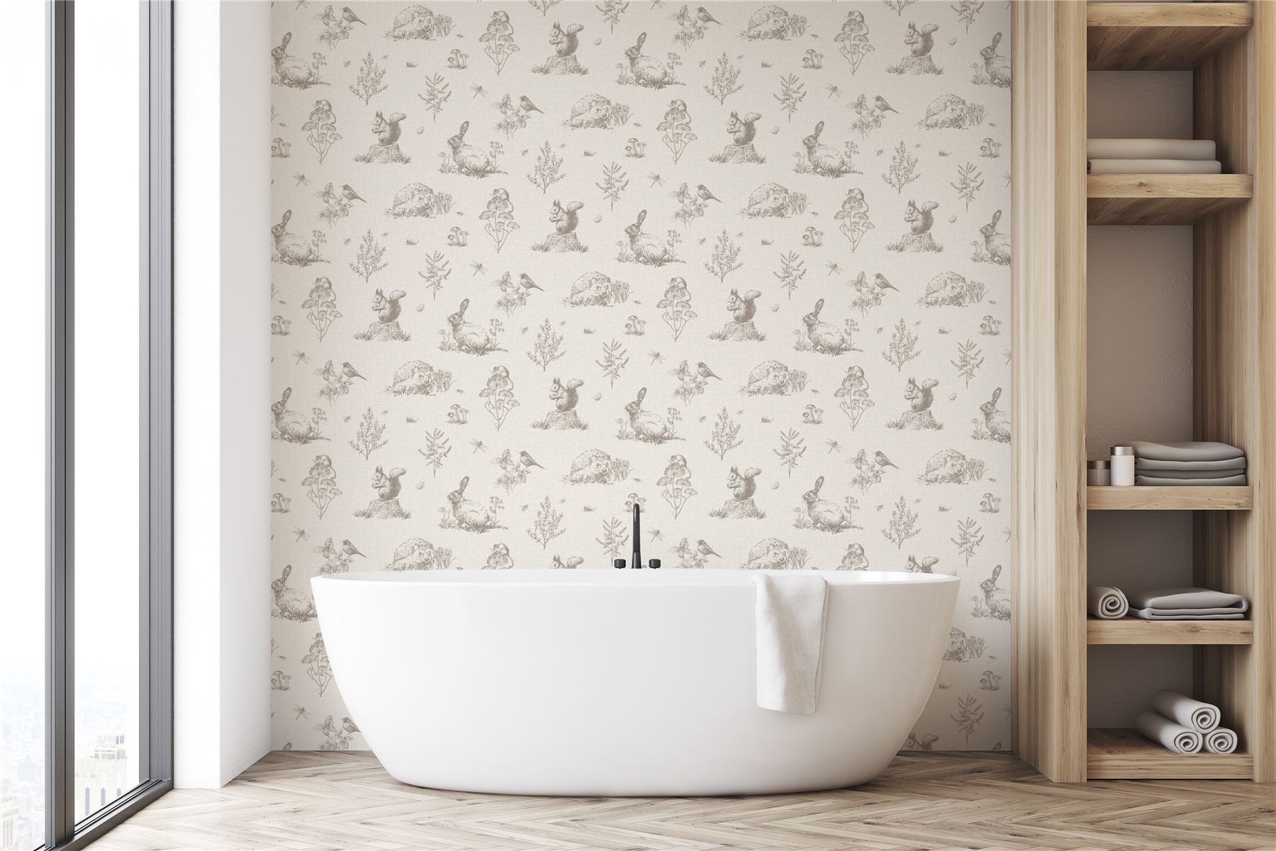 Country Walk Natural Wallpaper