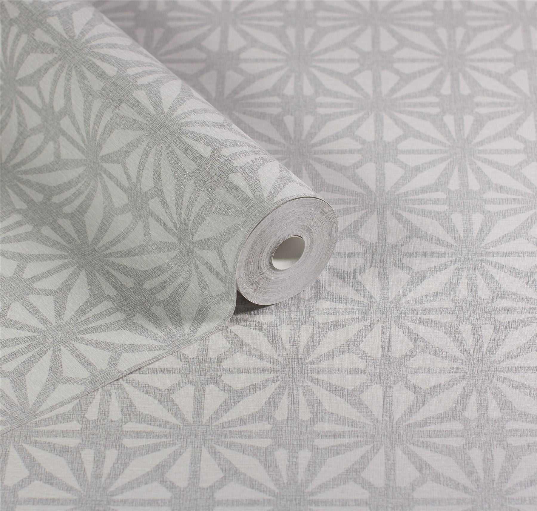 Moorish Mosaic Light Grey and Silver Wallpaper