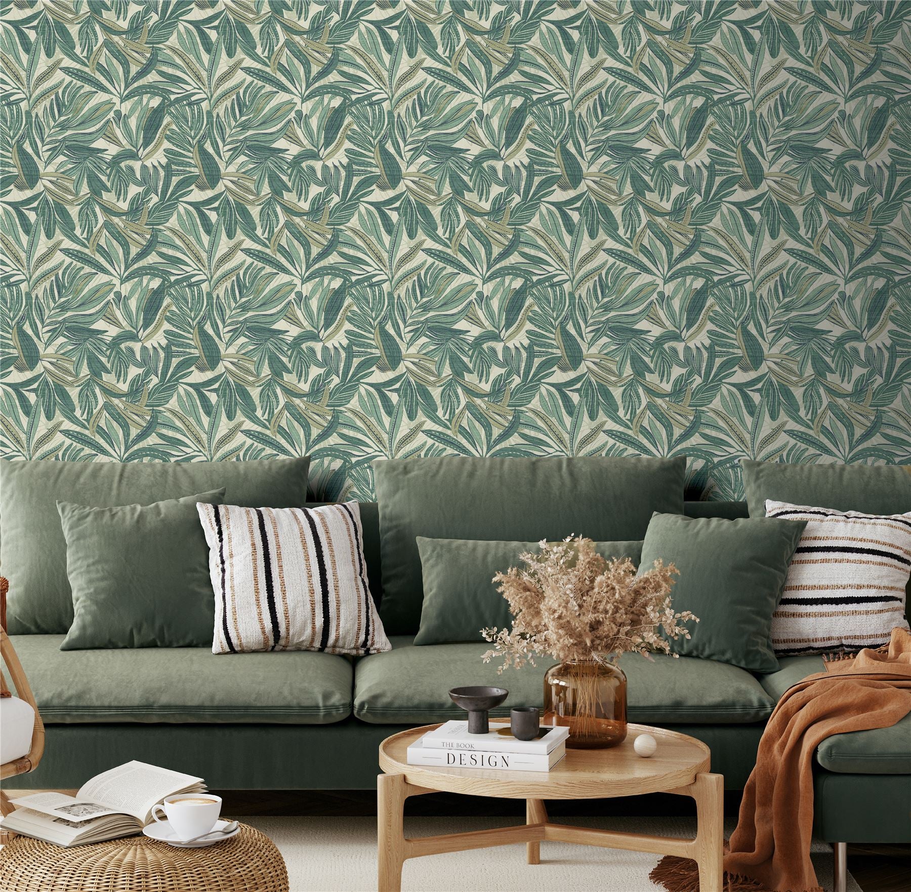 Graphic Tropical Leaf Green Wallpaper