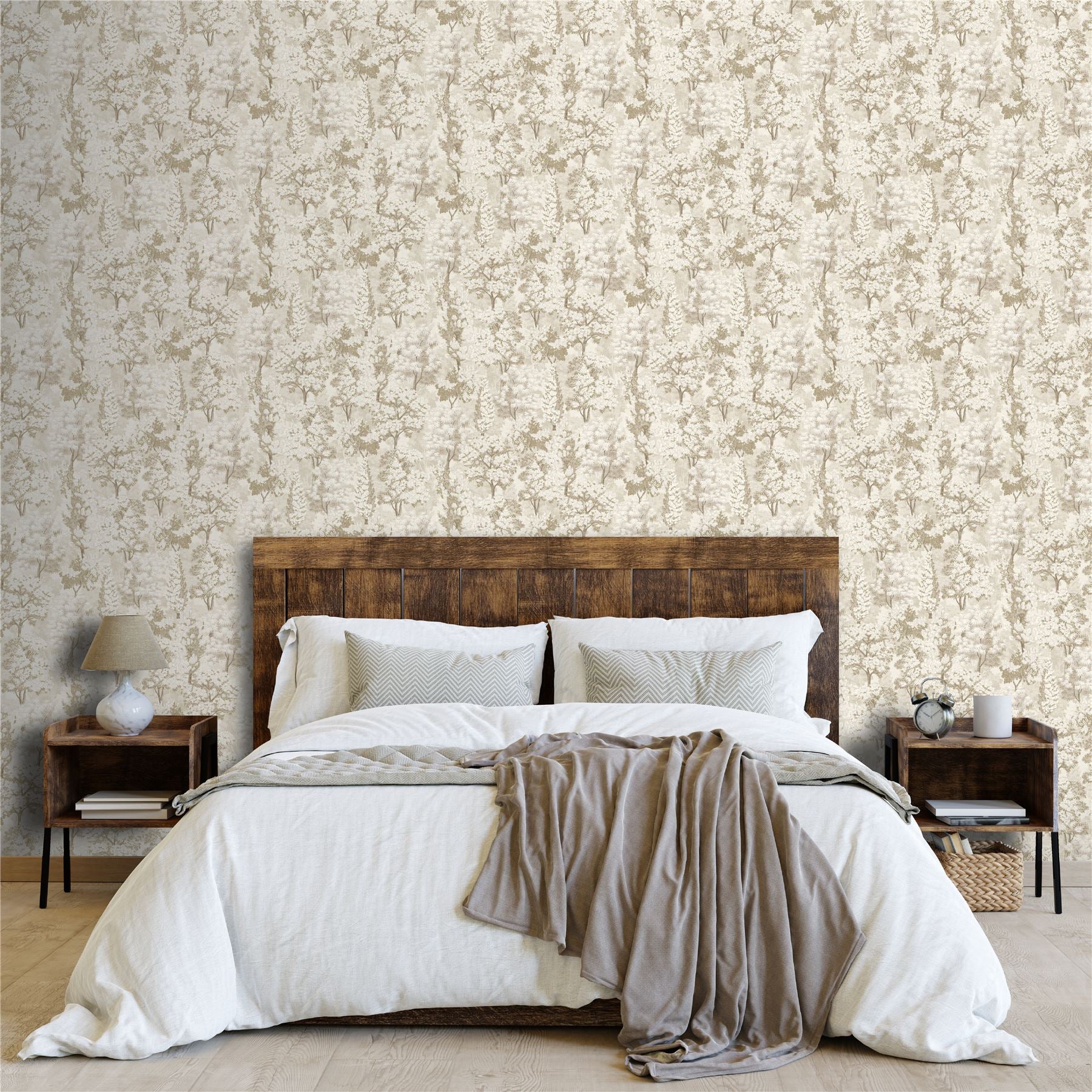 Organic Forest Neutral / Gold Wallpaper