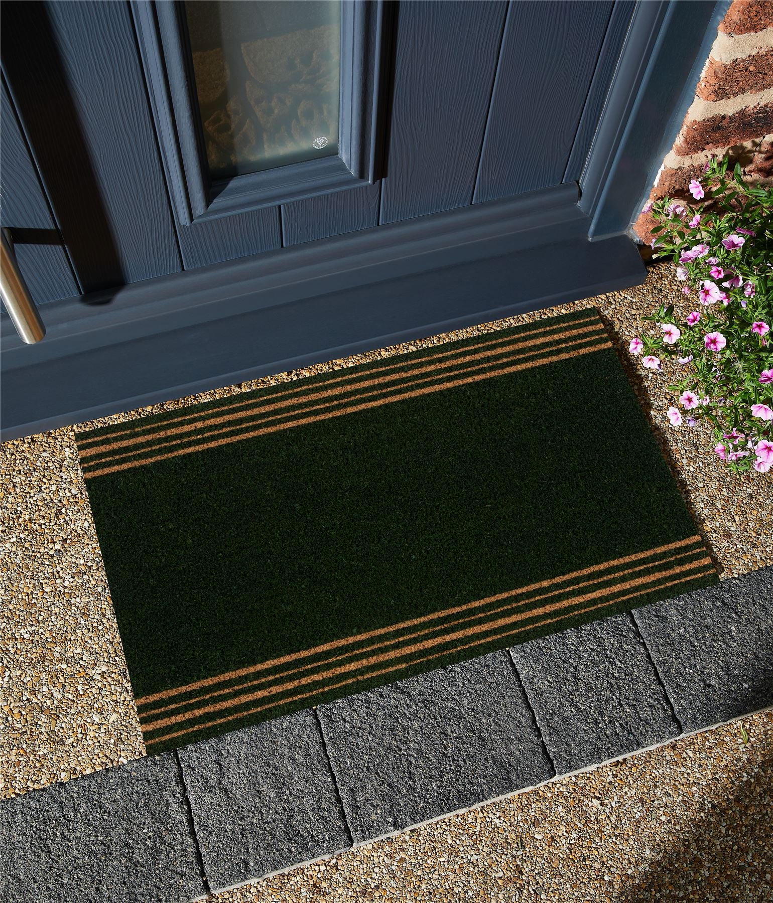 Astley 4 Stripes Latex Backed Coir 45x75cm Green Doormat