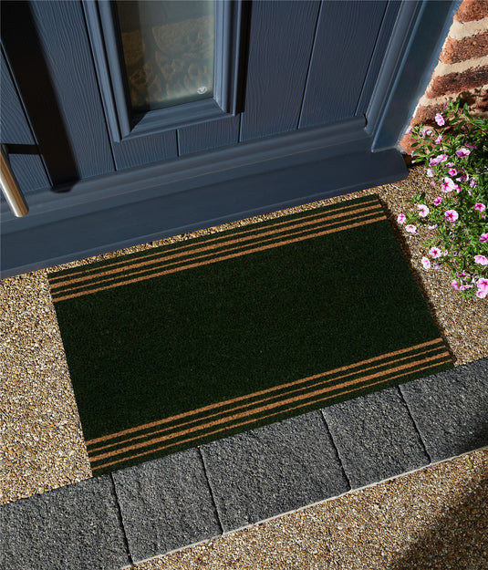 Astley 4 Stripes Latex Backed Coir 45x75cm Green Doormat
