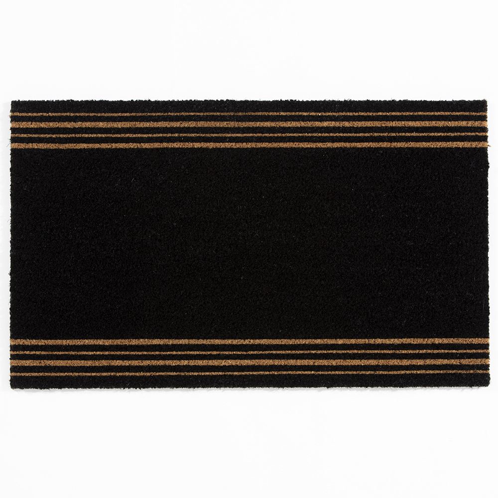 Astley 4 Stripes Latex Backed Coir 45x75cm Black Doormat