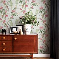 Exotic Garden Pink Green Wallpaper