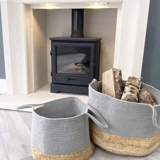 Beddington Cotton/ Jute 45x45x32cm Grey Set of 2 Baskets