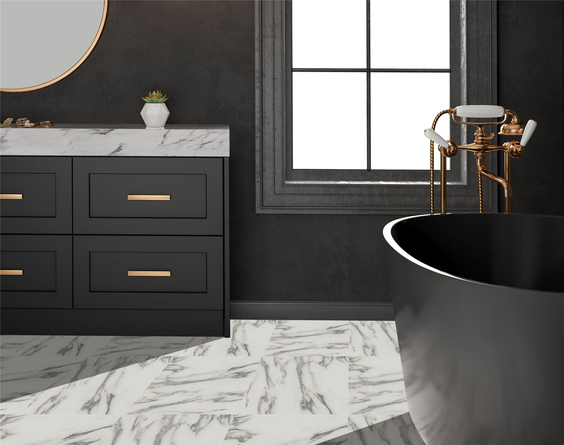 Floor Tile Carrara Marble 30.5x30.5cm Mono (10 Tiles Per Pack) - sw6