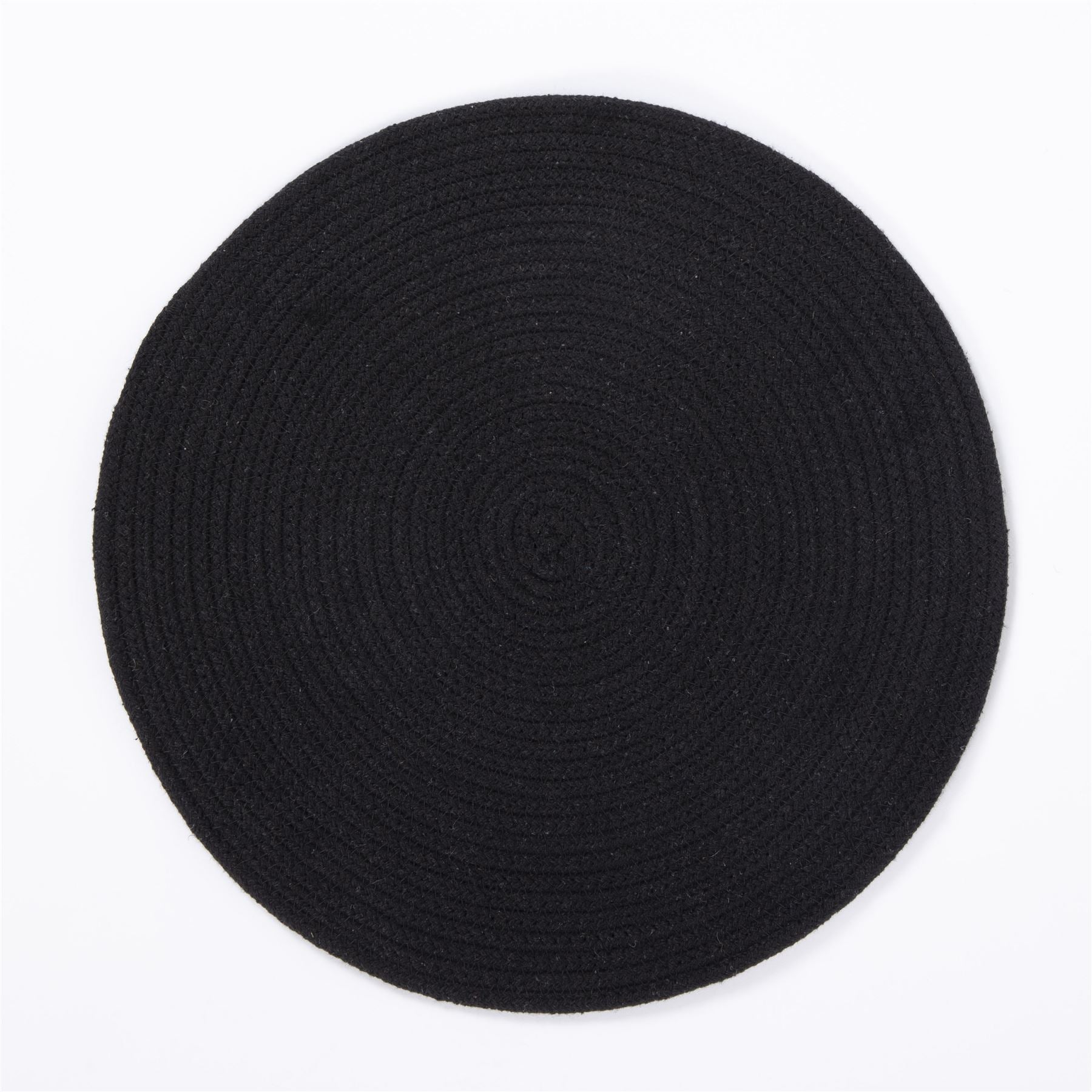 Tweed  Round Cotton 38cm Black Set of 2 Placemats