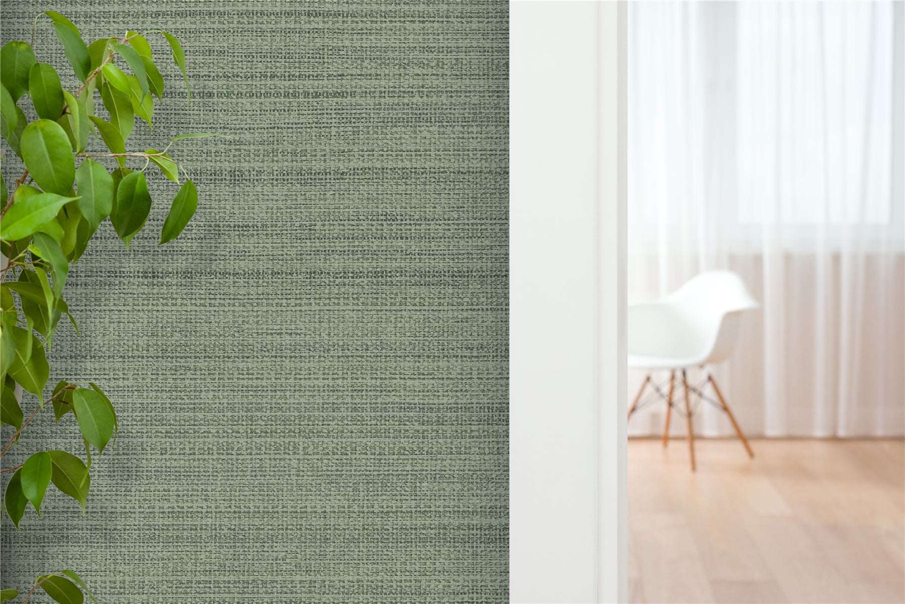 Raffia Texture Green Wallpaper