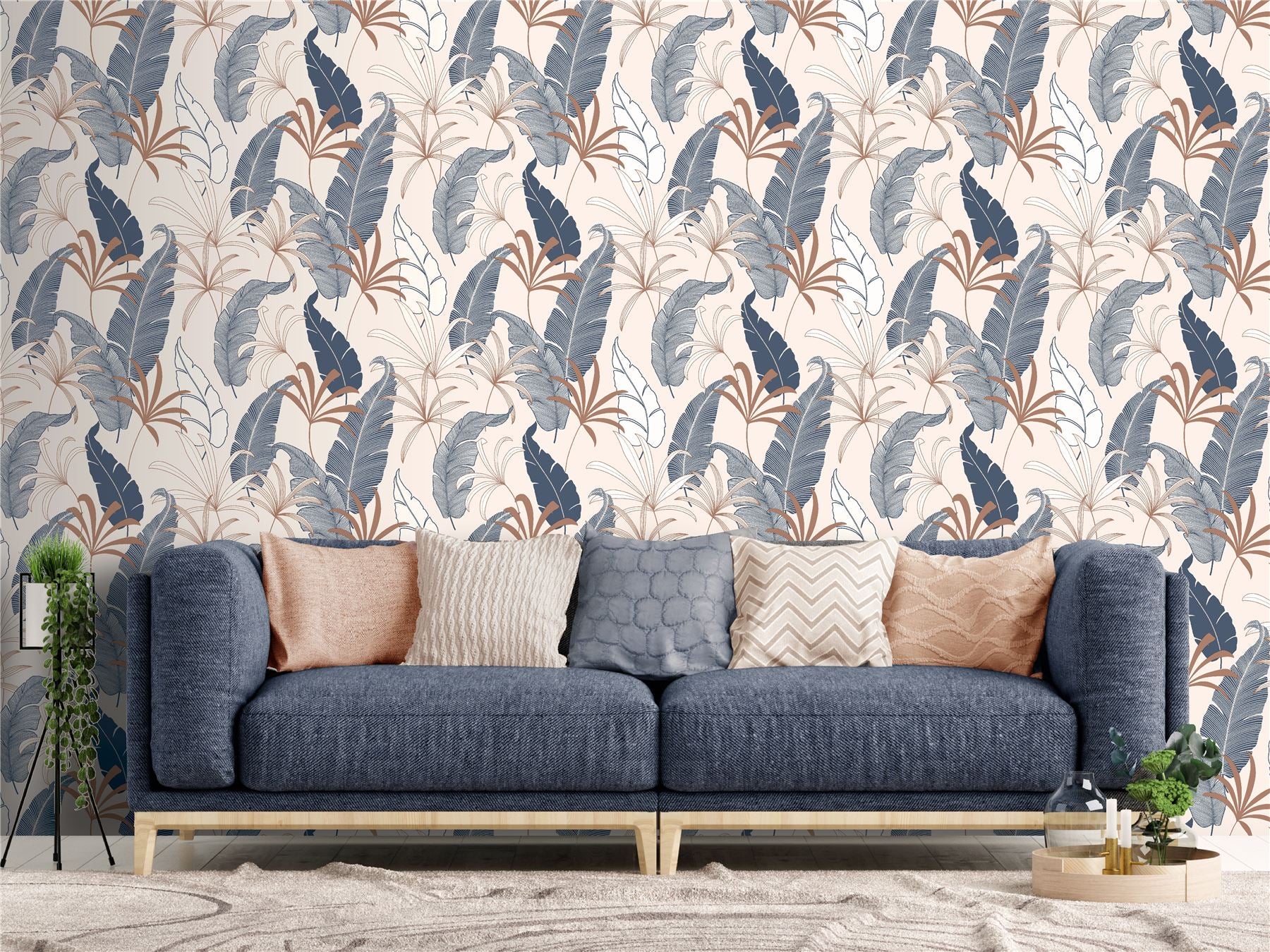 Selago Beige/Blue Wallpaper