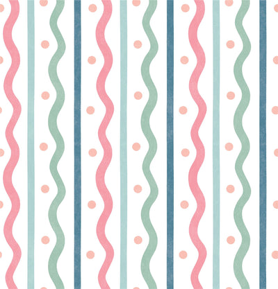 Squiggle Stripe Pink Multi Wallpaper