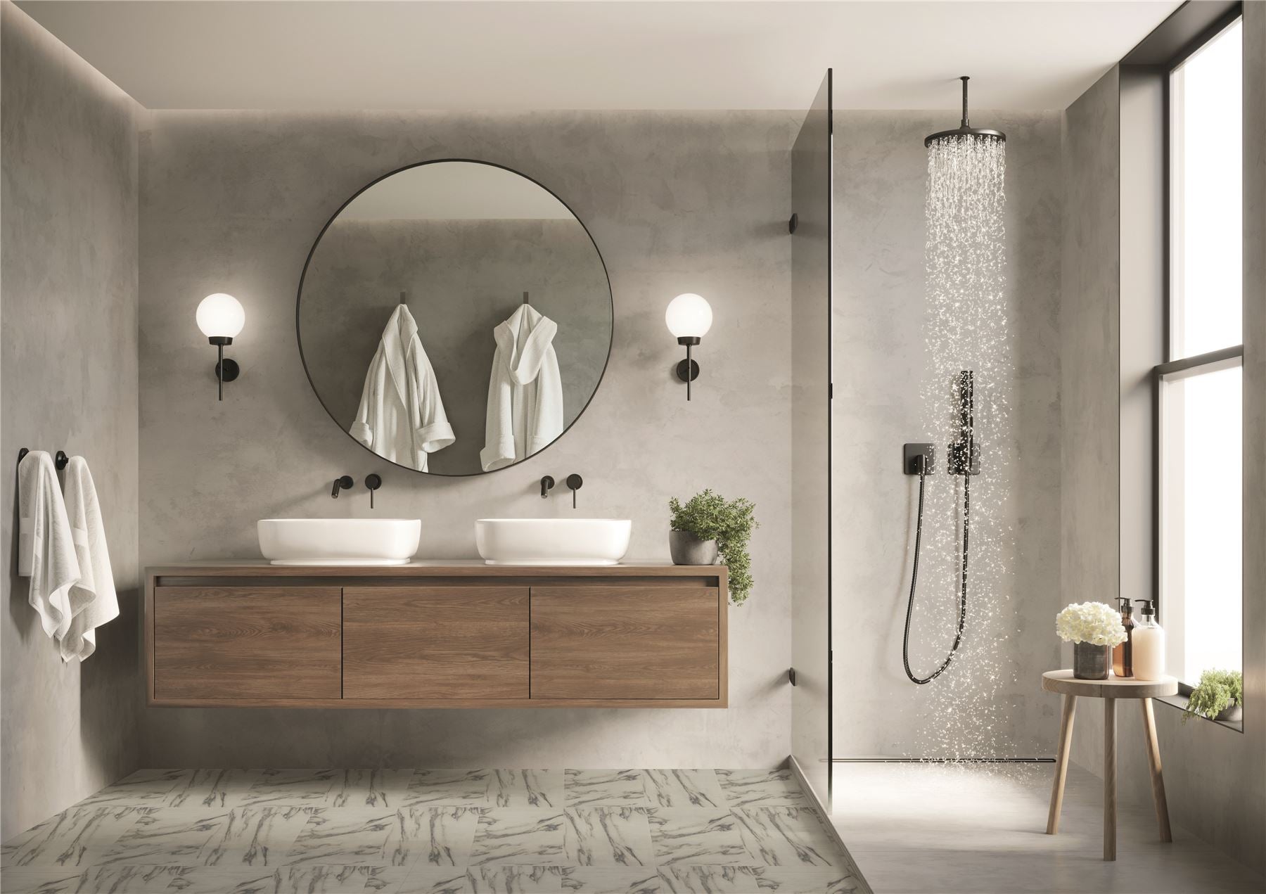 Floor Tile Carrara Marble 30.5x30.5cm Mono (10 Tiles Per Pack) - sw6