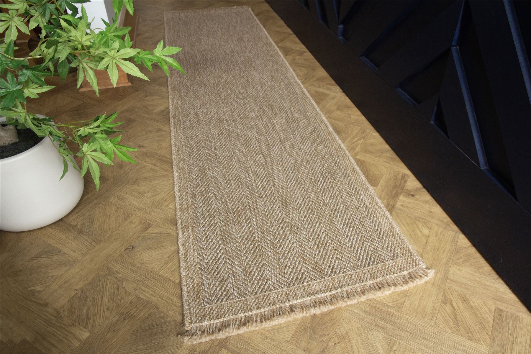 Jute Effect Herringbone 60 x 230cm Runner