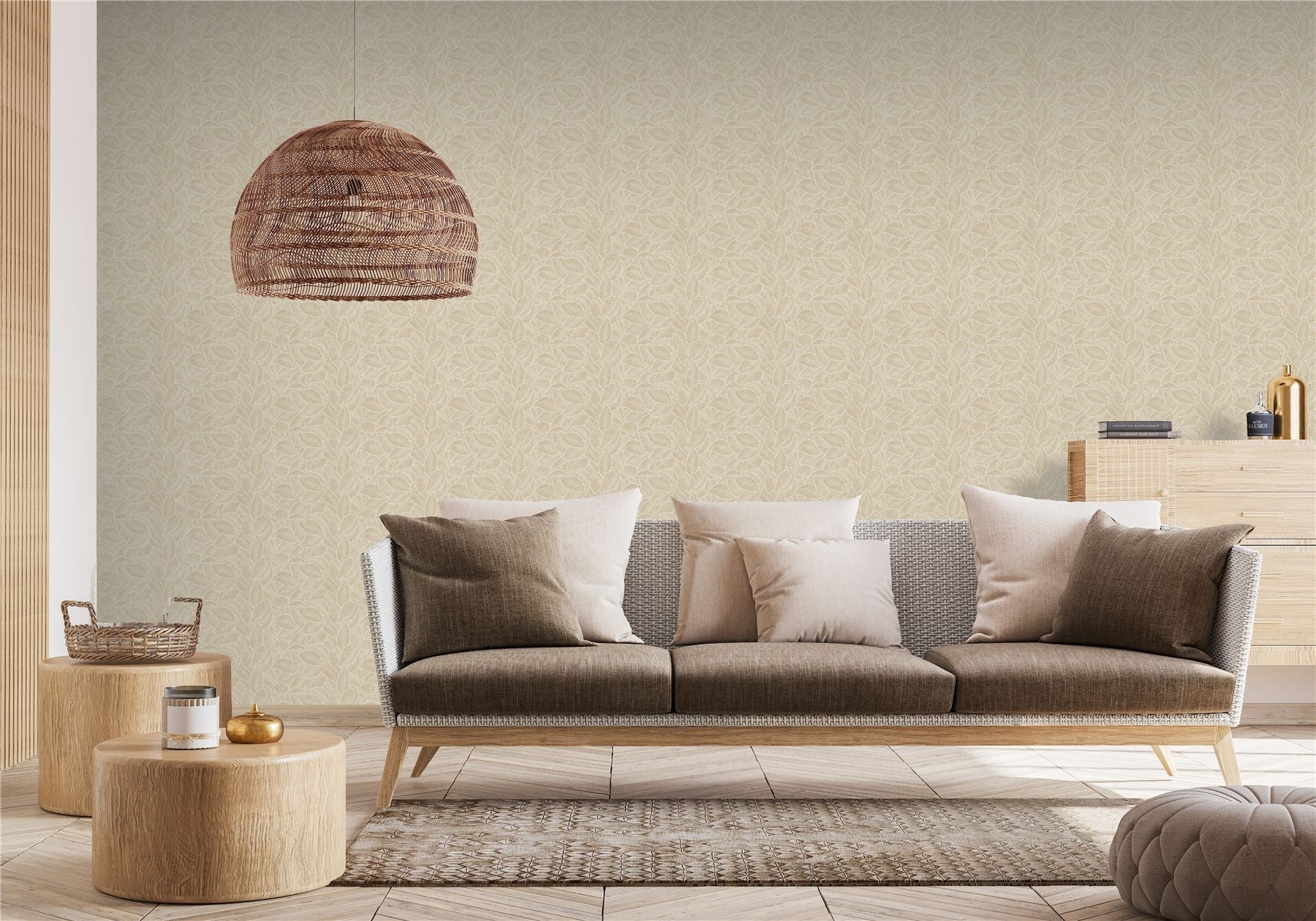 Leaf Print Rust Wallpaper