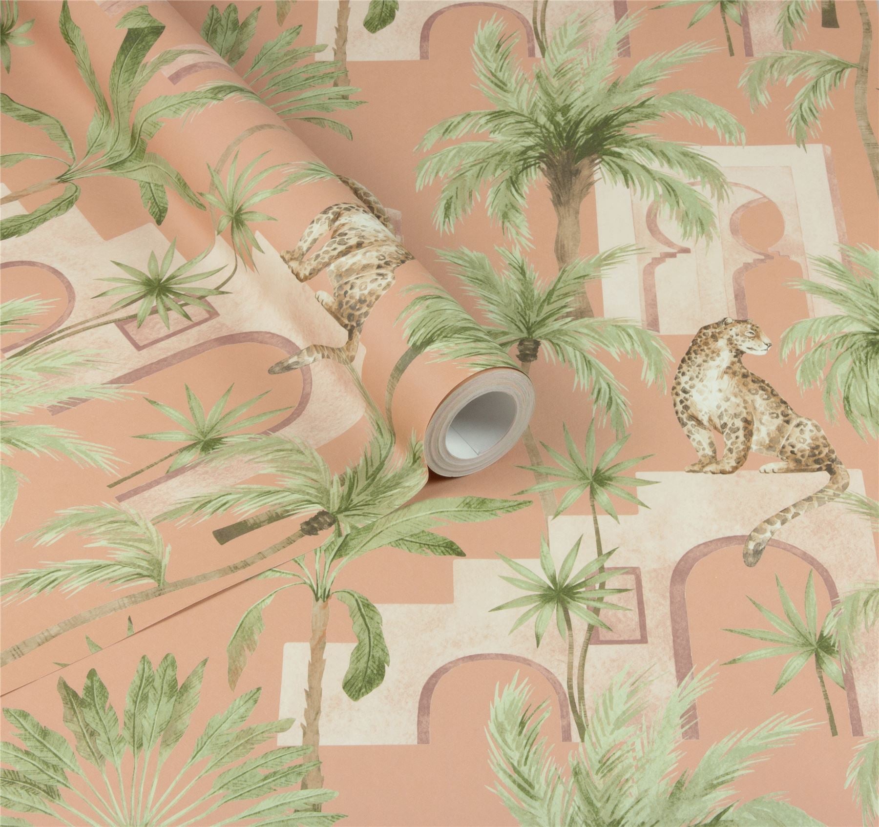 Leopard Arches Terracotta Wallpaper