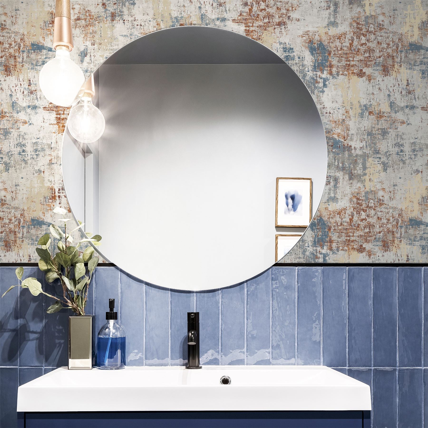 Abstract Texture Copper Navy Wallpaper