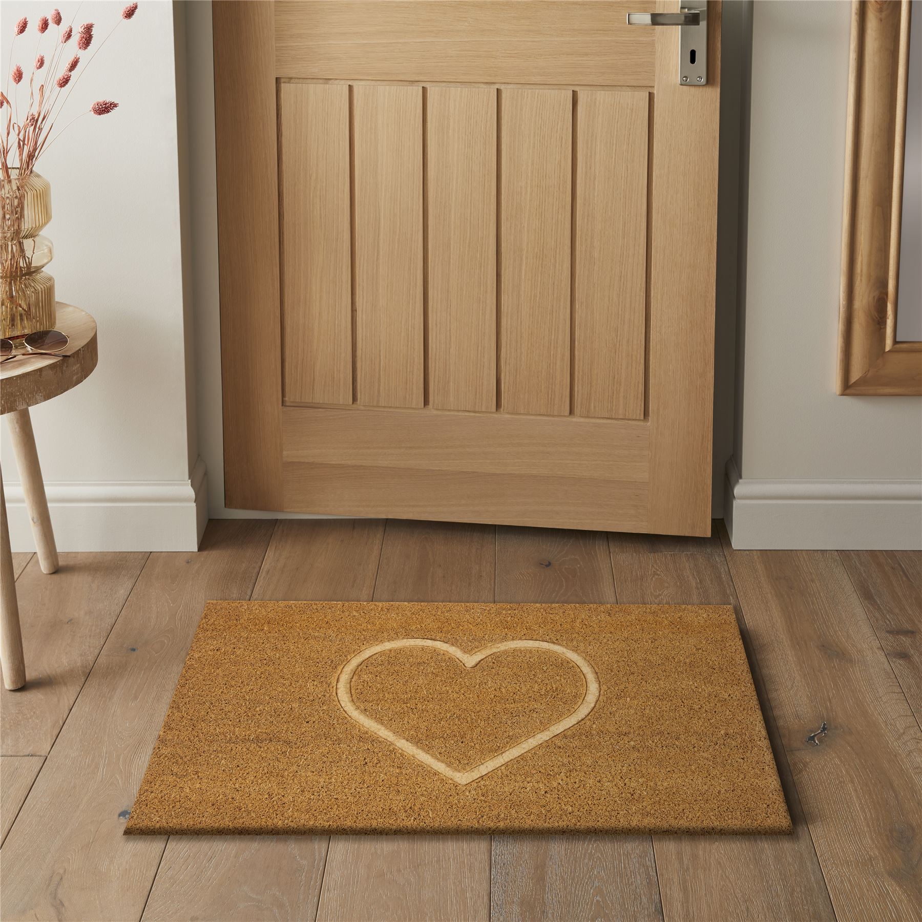 Astley Pressed Heart Embossed Natural Doormat 40x60cm