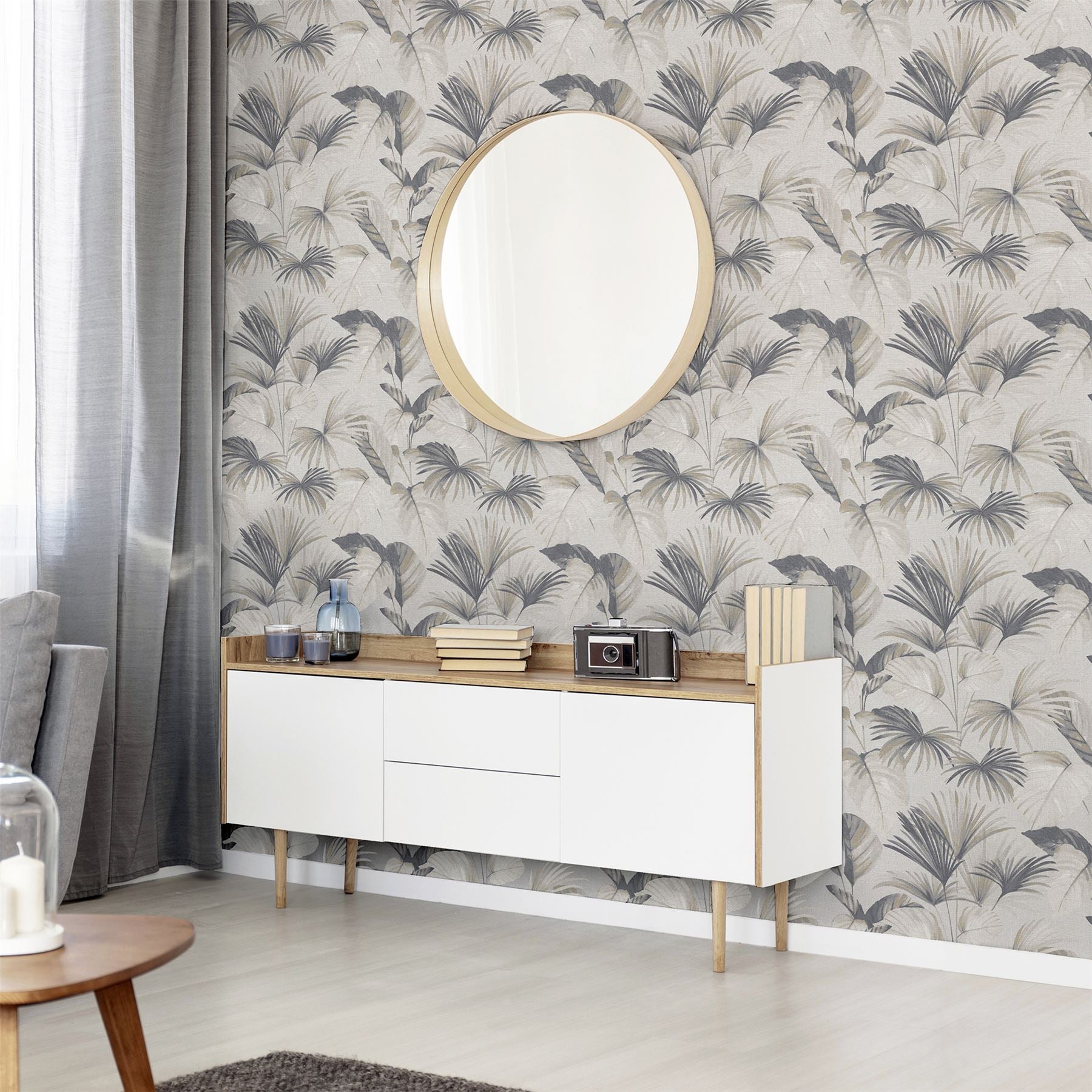 Palm Grove Natural Wallpaper