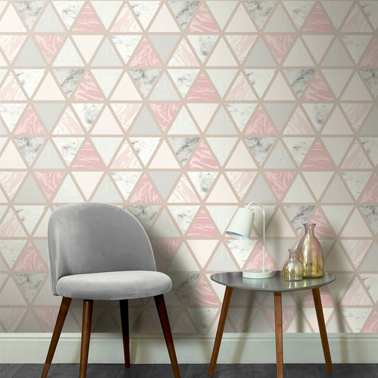 Marble Geo Pink Multi Wallpaper sw12