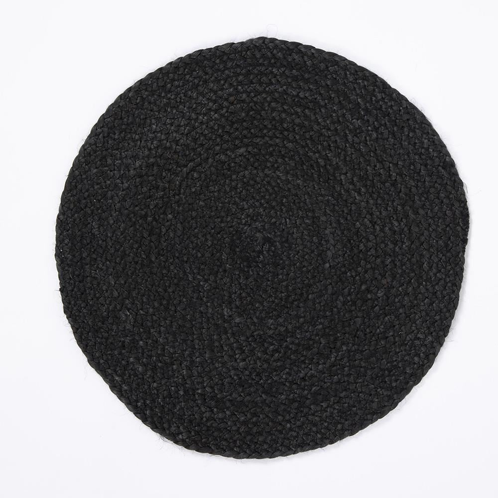Ure Jute Rope 38x38cm Black Set of 2 Placemats with Tie
