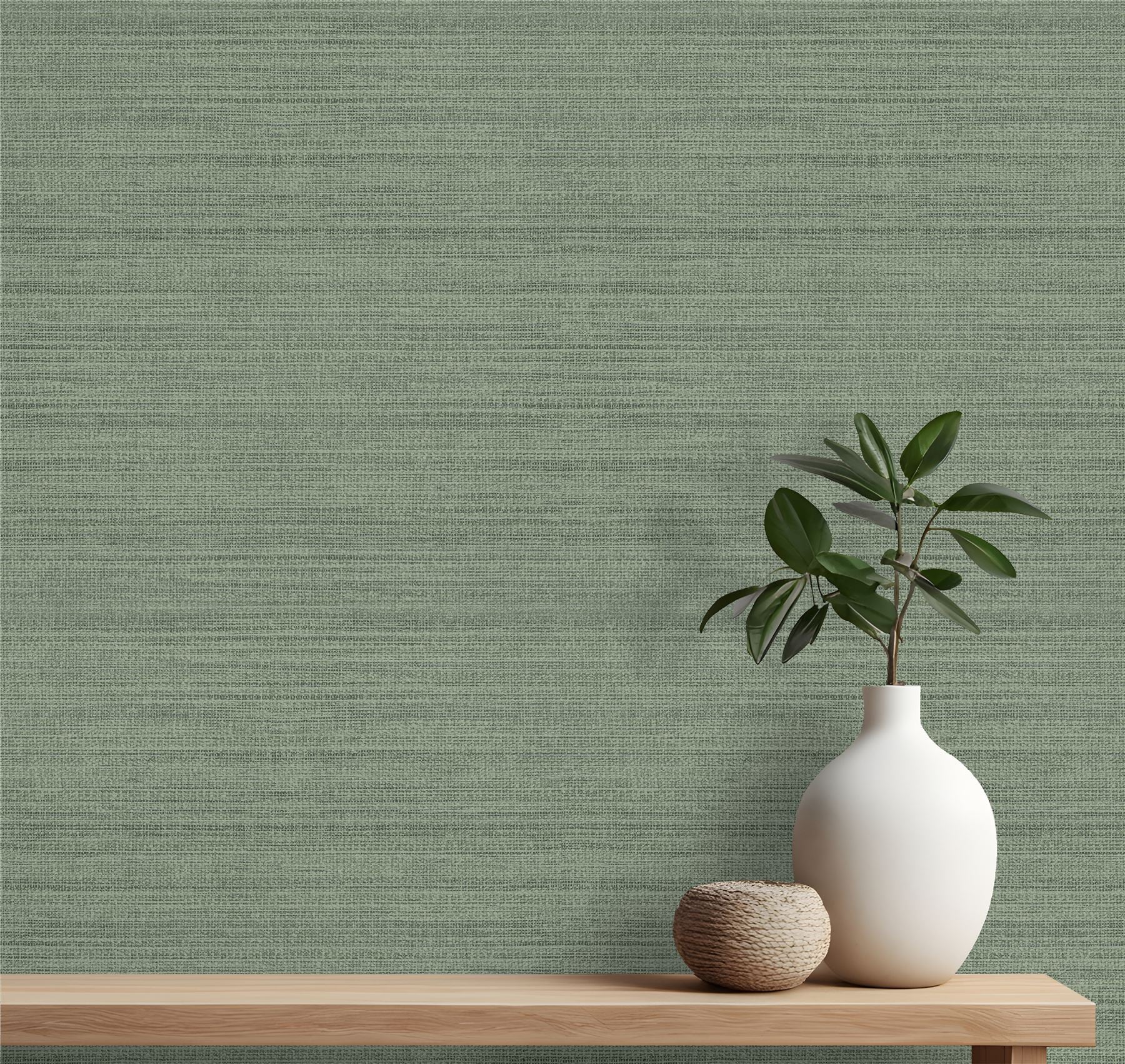 Raffia Texture Green Wallpaper