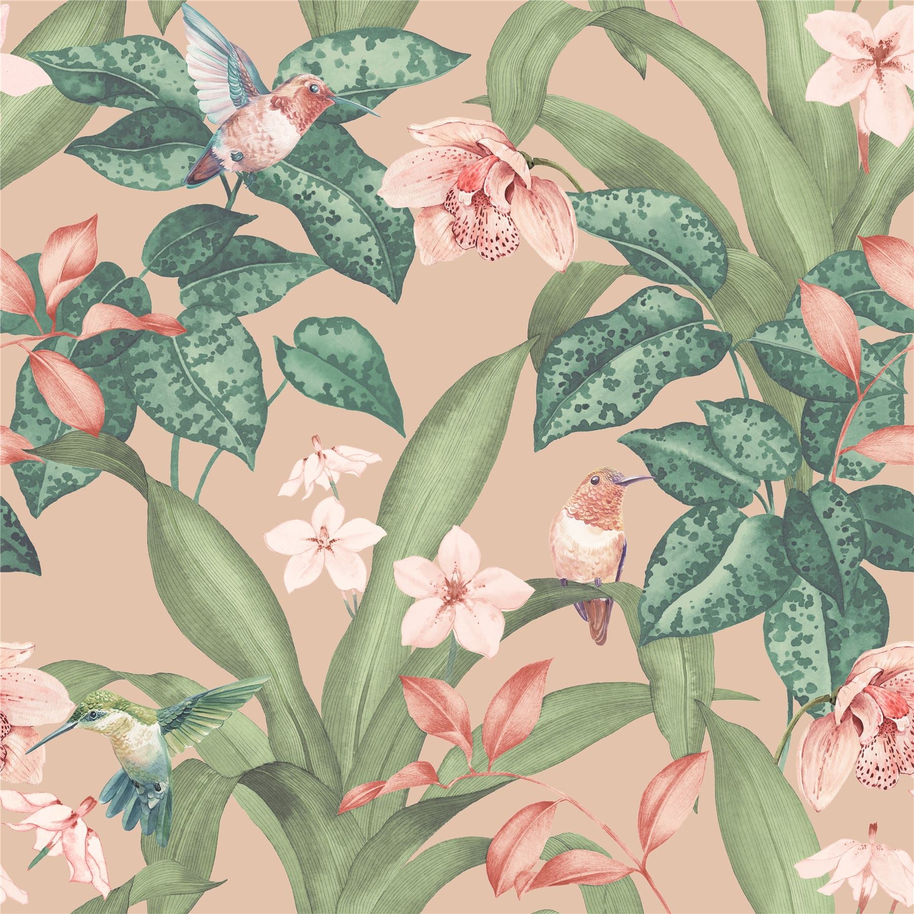 Pretty Botanical Soft Pink Wallpaper