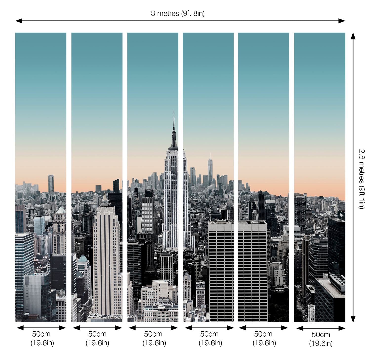 New York Sunset Mural 3 x 2.8m sw12