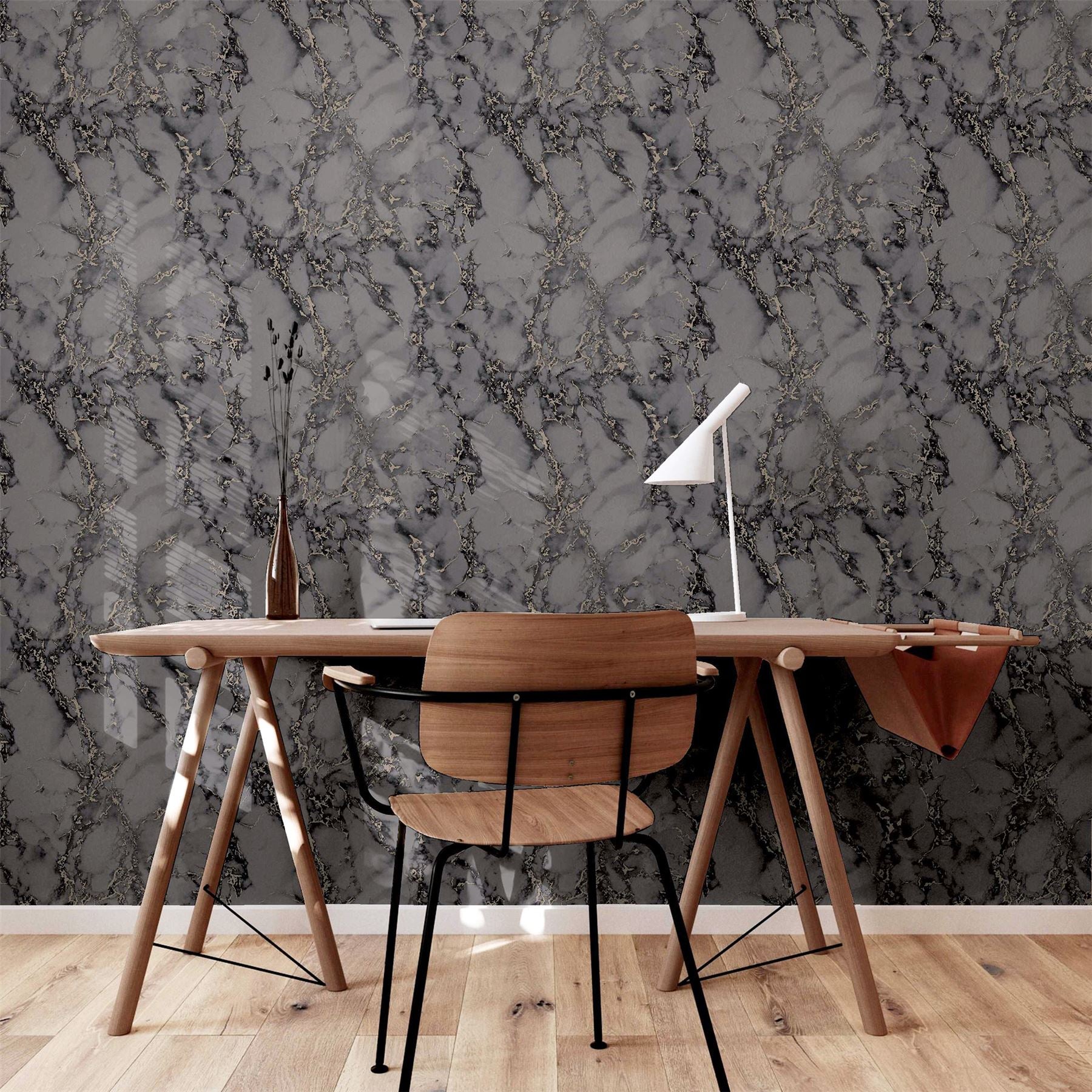 Carrara Marble Charcoal Wallpaper