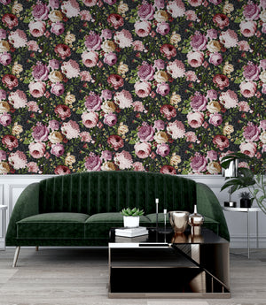 Tapestry Floral Charcoal/Pink