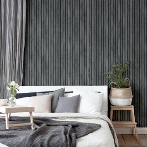 Wood Slats Grey Wallpaper